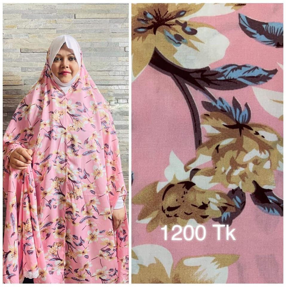 Long  Linen Printed  Salat khimar