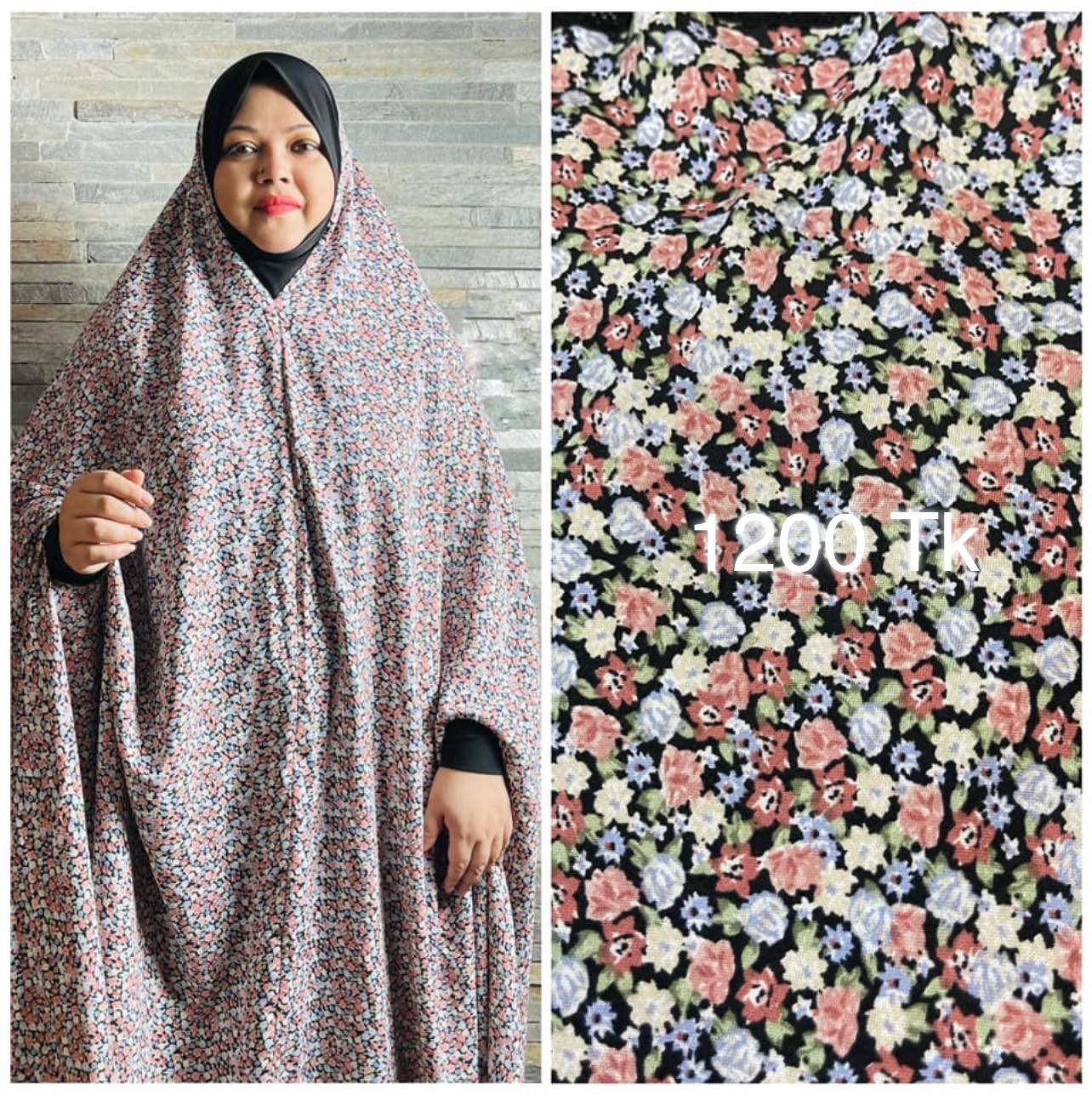 Long  Linen Printed  Salat khimar