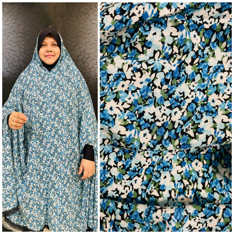 Long Linen Printed Salat Khimar