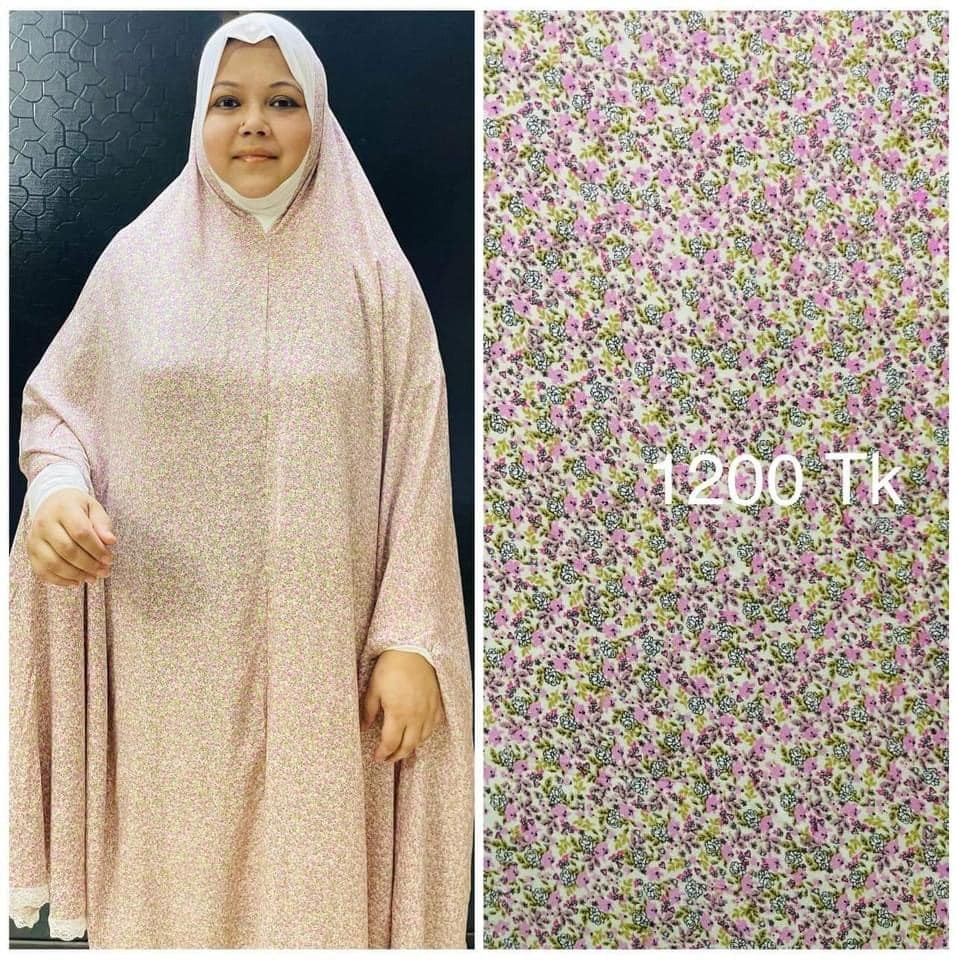 Long Linen Printed Salat khimar