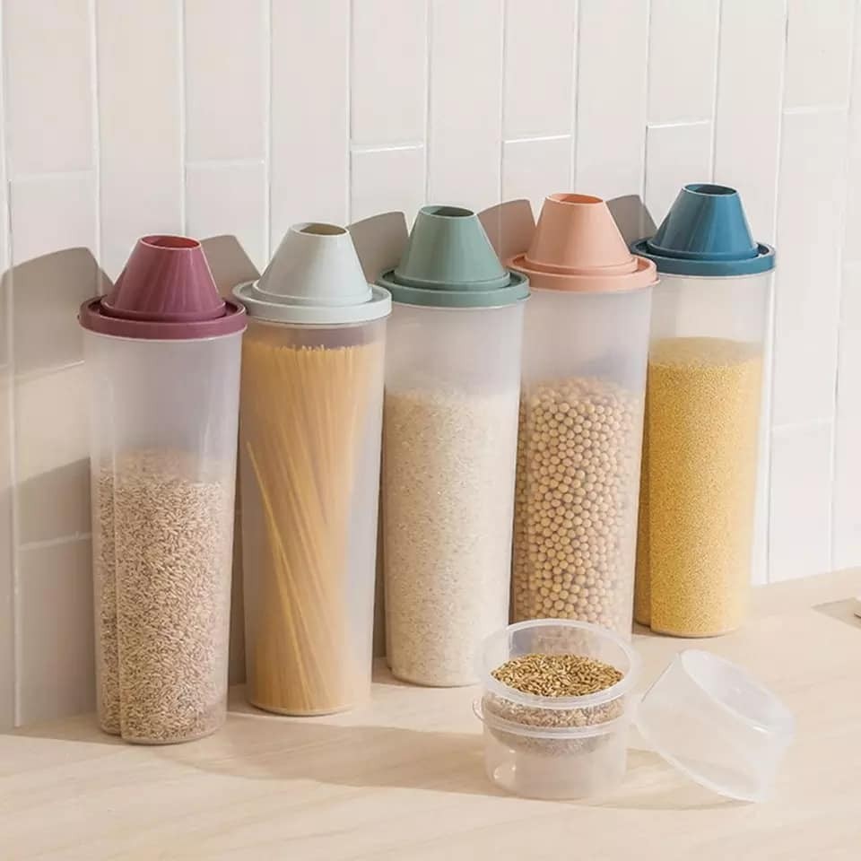 Plastic Dry Cereal Dispenser Storage Box Kitchen Food Grain