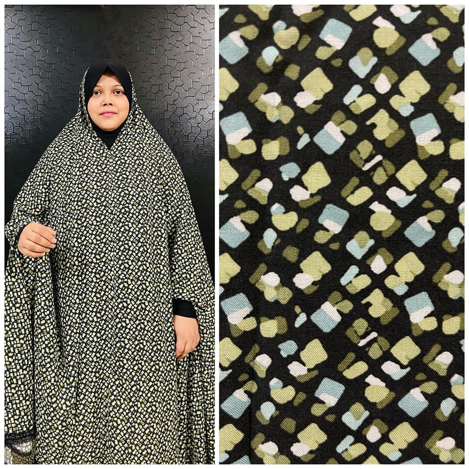 Long Linen Printed Salat Khimar