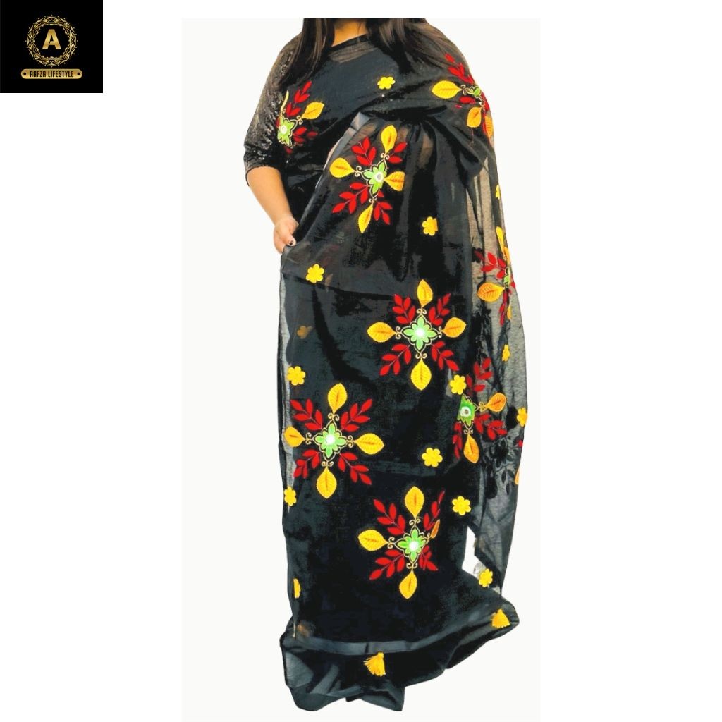 Half Silk Boutiques embroidery saree