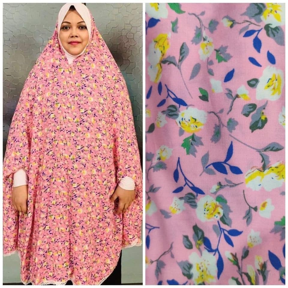 Long Linen Printed Salat Khimar
