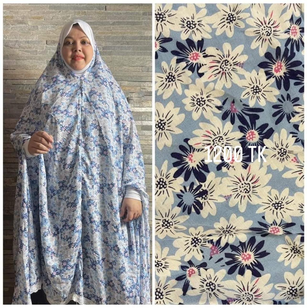 Long Linen Printed Salat Khimar