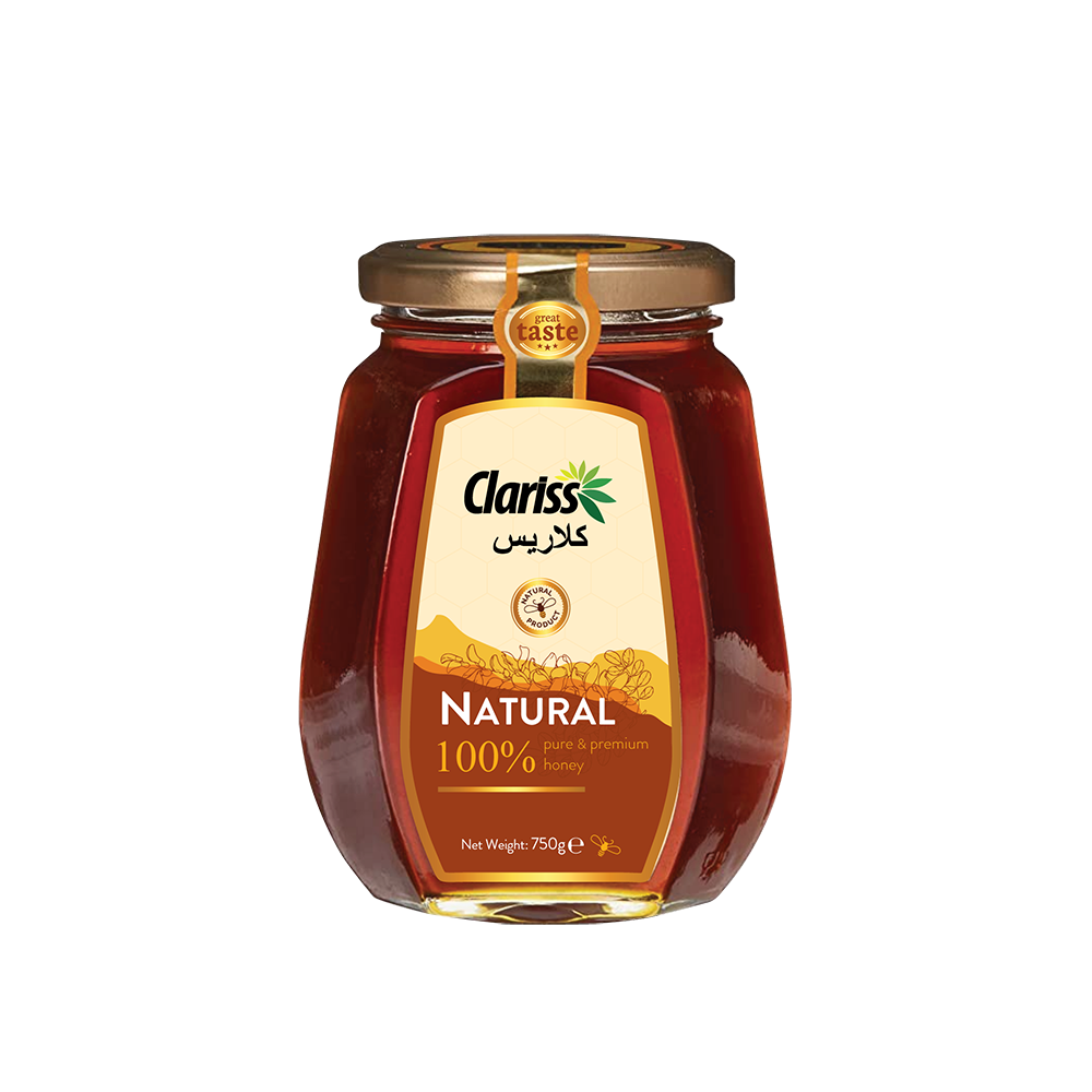 Clariss Natural Honey: 750gm Octagonal Glass Bottle