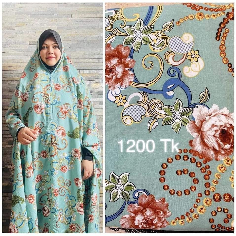 Long Linen Printed Salat Khimar