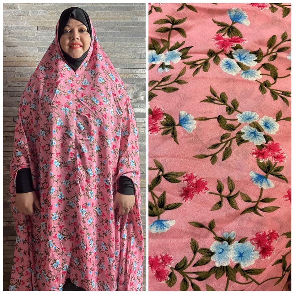 Long Linen Printed Salat Khimar