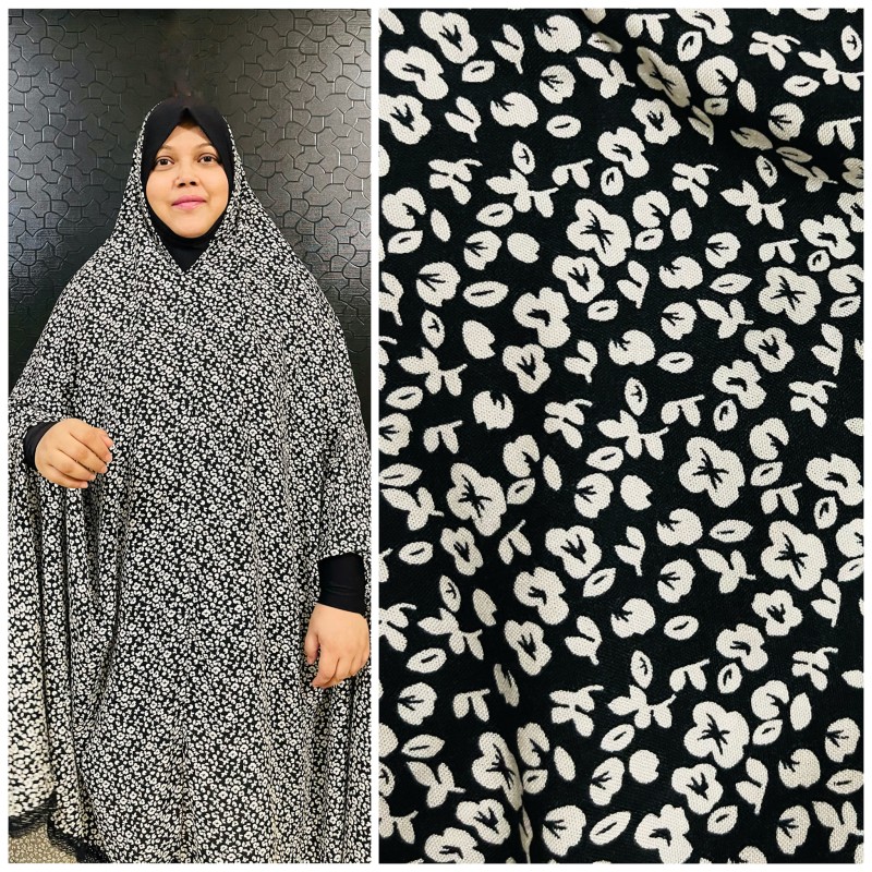 Long Linen Printed Salat Khimar