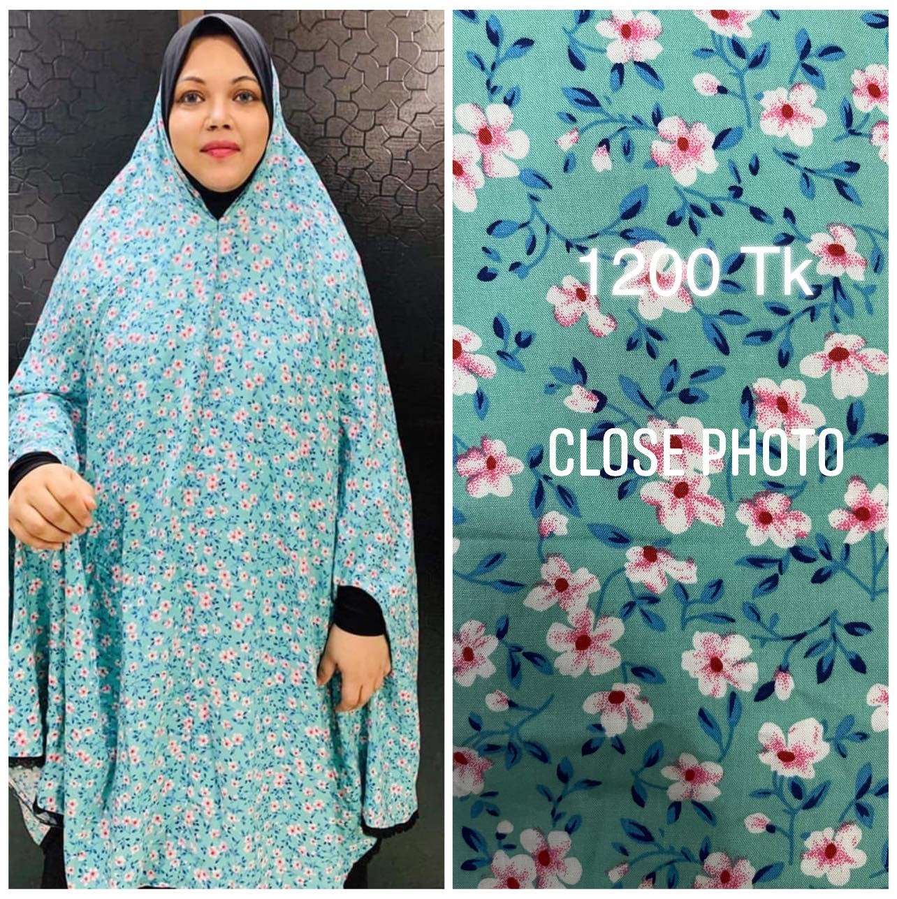 Long  Linen Printed  Salat khimar